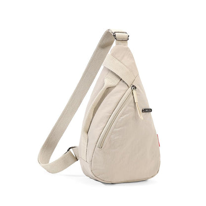 PALAY® Chest Bag for Women Men Fashion Nylon Lightweight Shoulder Bag Front Back Sling Shoulder Bag Zipper Pouch Day Bag with Handle Casual Beige Chest Bag for Hiking, Work