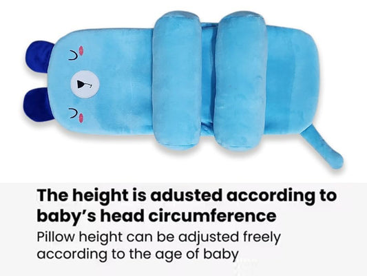 Baby Head Shaping Pillow for Infants | Soft Newborn Sleeping Pillow with Side Support Bolster| Cute Design Babies Sleep Positioner Cushion Neck Support Pillow for Bed, Stroller & Crib (Bear Sky Blue)