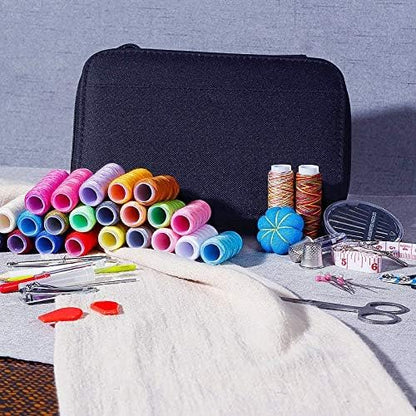 Zekista Premium Sewing Kit Bundle with Carrying Case | Portable Sewing Set with Scissors, Threads, Needles, Tape Measure & Buttons for Home, Travel and Emergency Repairs