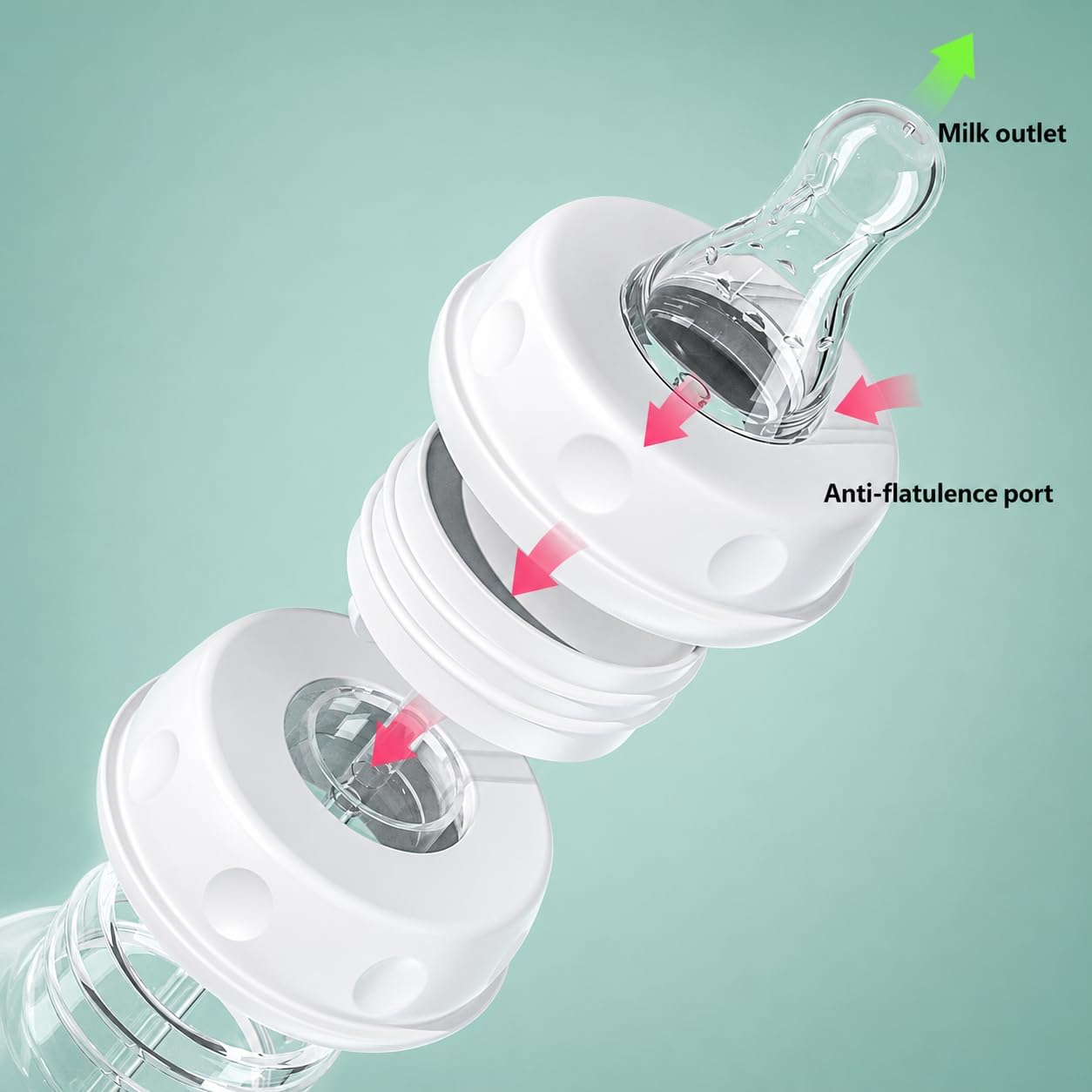 Baby Feeding Bottle with Weighted Straw, Anti-Colic Style Wide Neck Milk Bottle, Easy Grip Indoor Outdoor Drinking Bottle for Baby Milk, Water & Daily Feeding Use