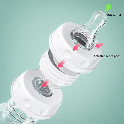 Baby Feeding Bottle with Weighted Straw, Anti-Colic Style Wide Neck Milk Bottle, Easy Grip Indoor Outdoor Drinking Bottle for Baby Milk, Water & Daily Feeding Use