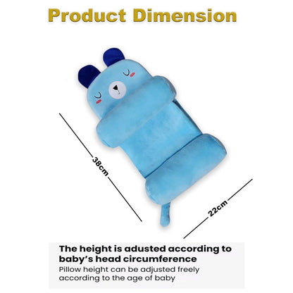 Baby Head Shaping Pillow for Infants | Soft Newborn Sleeping Pillow with Side Support Bolster| Cute Design Babies Sleep Positioner Cushion Neck Support Pillow for Bed, Stroller & Crib (Bear Sky Blue)