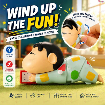 Cute Shinchan Crawling Toy for Toddlers | Key Operated Wind-Up Moving Baby Toy | Cartoon Action Figure Crawling Toy | Fun Interactive Kids | Birthday Gift for Boys Girls