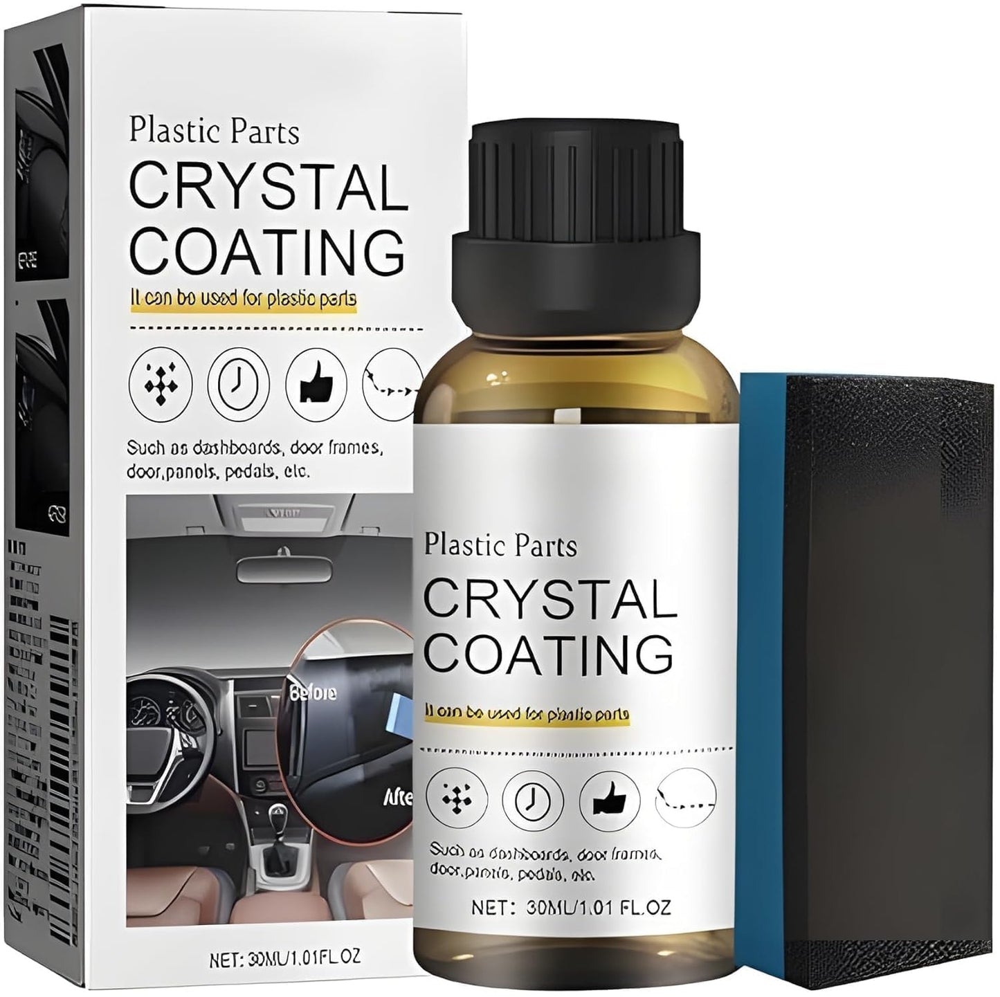 Crystal Coating for Car Plastic Parts | 30ml PVC Restorer & Car Interior Cleaner