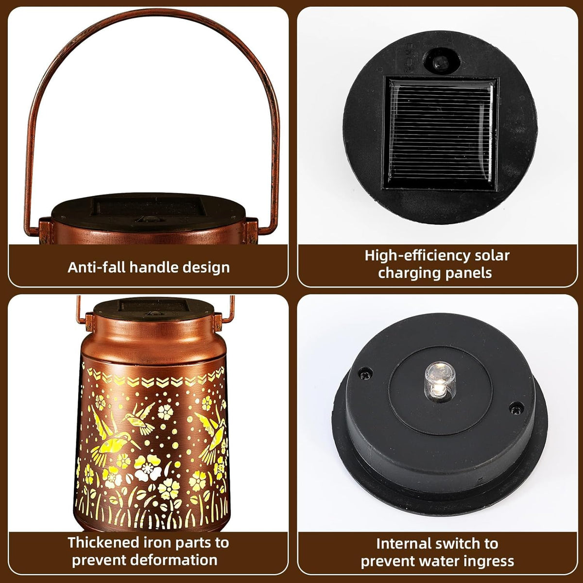 Solar Lanterns Lights Outdoor Waterproof Warm White Lights for Yard Pathway Garden Driveway Walkway Landscape Path Lighting Gifts for Women (Hummingbird, 1)