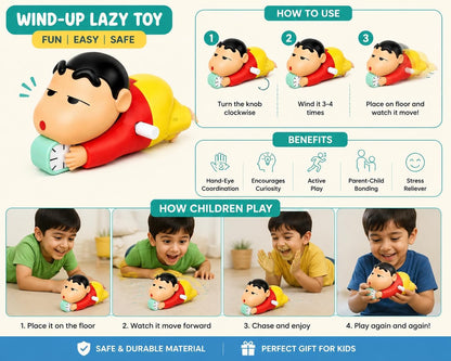 Cute Shinchan Crawling Toy for Toddlers | Key Operated Wind-Up Moving Baby Toy | Cartoon Action Figure Crawling Toy | Fun Interactive Kids | Birthday Gift for Boys Girls