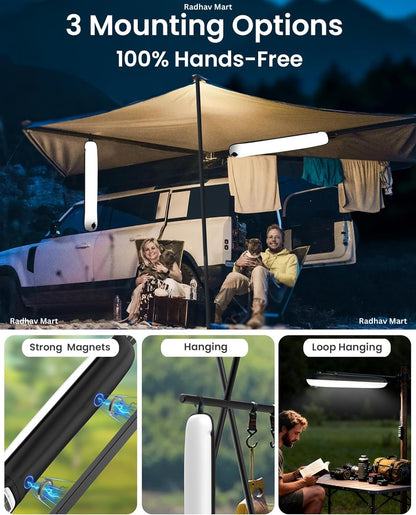 Inflatable Solar Tubelight | Solar Lantern Light | USB Rechargeable Light | 4 Lighting Modes | IP66 Waterproof | Portable and Lightweight Tent Light | Power Bank | Portable, Foldable Camping Light
