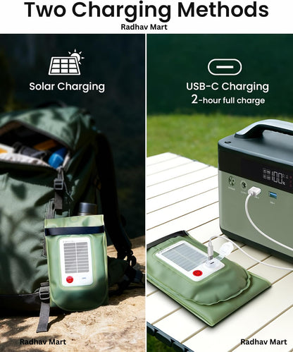 Inflatable Solar Tubelight | Solar Lantern Light | USB Rechargeable Light | 4 Lighting Modes | IP66 Waterproof | Portable and Lightweight Tent Light | Power Bank | Portable, Foldable Camping Light
