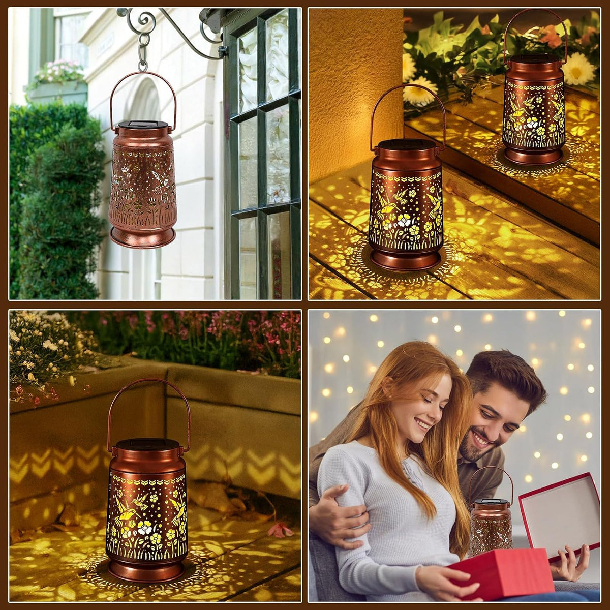 Solar Lanterns Lights Outdoor Waterproof Warm White Lights for Yard Pathway Garden Driveway Walkway Landscape Path Lighting Gifts for Women (Hummingbird, 1)