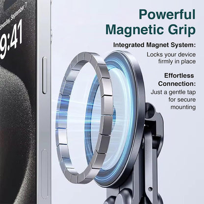 Wayona Aluminium Alloy Folding and Height Adjustable Stand Compatible with Laptop, Mobile and iPad, with Magnetic Feature for iPhone, Titanium Grey, Anodized Finish, 2026 Model